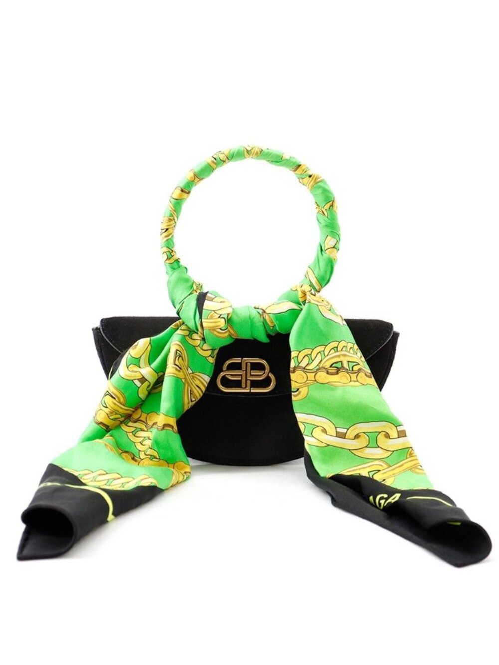 Balenciaga Handbag Opera Scarf Suede Clutch Black